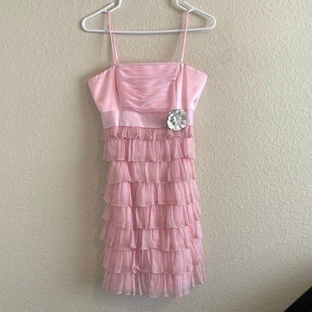 Vintage Betsey Johnson Feminine Y2K ruffle  Tulle Dress bow flower silk combo 8